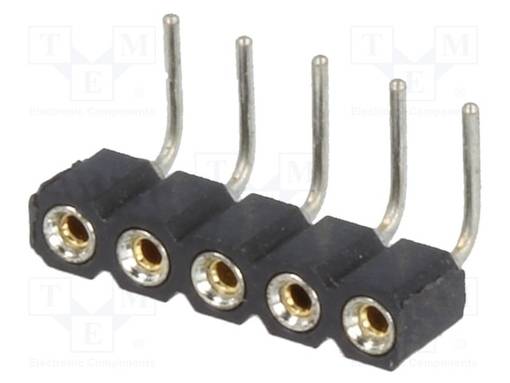 LIITIN: PIN - N LIITINAARAS - PIN: 5 - THT - 90° KULMA - 2,54MM - Piikkirimaliittimet - DS1002-01-1X05R13 - 1