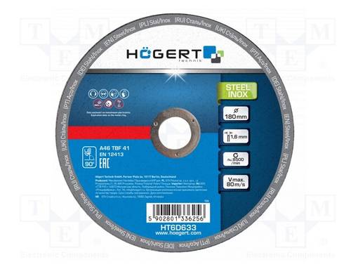 KATKAISULAIKKA - Ø: 180MM - LAIKAN PAKS: 1,6MM - KORUNDI - 22,23MM - Katkaisu- ja hiomalaikat - HT6D633 - 1