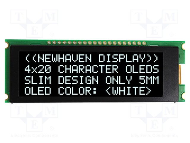 OLED NÄYTTÖ - AAKKOSNUMEERINEN - 20X4 - KOOT: 92X31,5X6,5MM - PIN: 20 - Aakkosnumeeriset OLED-näytöt - NHD-0420CW-AW3 - 1