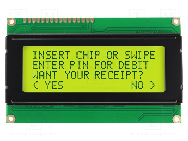LCD NÄYTTÖ - AAKKOSNUMEERINEN - STN POSITIVE - 20X4 - KELTAVIHREÄ - Aakkosnumeeriset LCD-näytöt - NHD-0420DZ-FL-YBW3 - 1