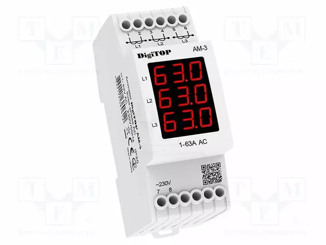 AMPEERIMITTARI - DIGITAALINEN,ASENNUS-1÷63A - DIN-KISKOLLE - LED - Digitaaliset paneelimittarit - AM-3 - 1