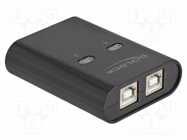 SWITCH - USB 2.0 - MUSTA - MUOVI - TULO: USB B PISTORASIA X2 - USB kaapelit ja adapterit - DELOCK-11503 - 1