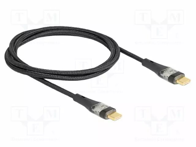 KAAPELI - USB 2.0 - USB C PISTOKE,MOLEMMIN PUOLIN - 1M - MUSTA - 100W - USB kaapelit ja adapterit - DELOCK-80763 - 1