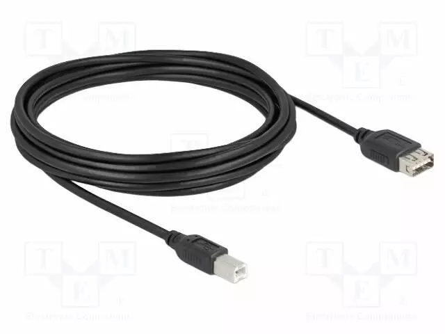 CABLE - USB 2.0 - USB A DOUBLE SIDED SOCKET,USB B PLUG - 5M - MUSTA - USB kaapelit ja adapterit - DELOCK-81533 - 1