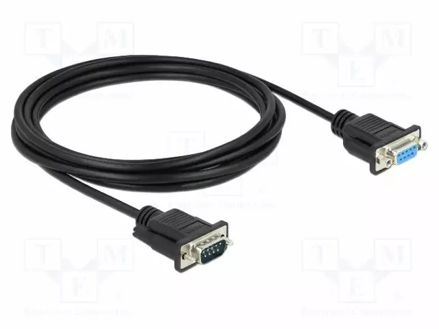 KAAPELI - D-SUB 9PIN RASIA,D-SUB 9PIN PISTOKE - PVC - PIT: 3M - MUSTA - Tietokonekaapelit ja -adapterit - DELOCK-86603 - 1