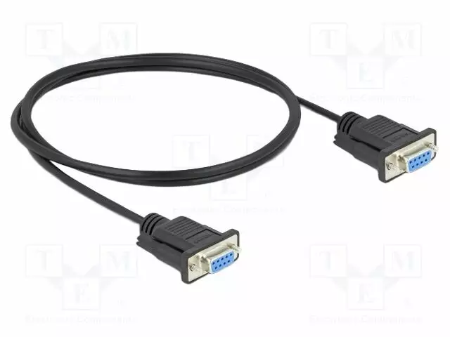 KAAPELI - D-SUB 9PIN RASIA,MOLEMMIN PUOLIN - PVC - PIT: 1M - MUSTA - Tietokonekaapelit ja -adapterit - DELOCK-86823 - 1
