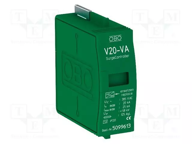 UKKOSSUOJAN PATRUUNA - TYYPPI 2 - NAVAT: 1 - 20KA - 385VAC - ALUSLEVY - Suurjännitetuotteet - OBO-5099613 - 1