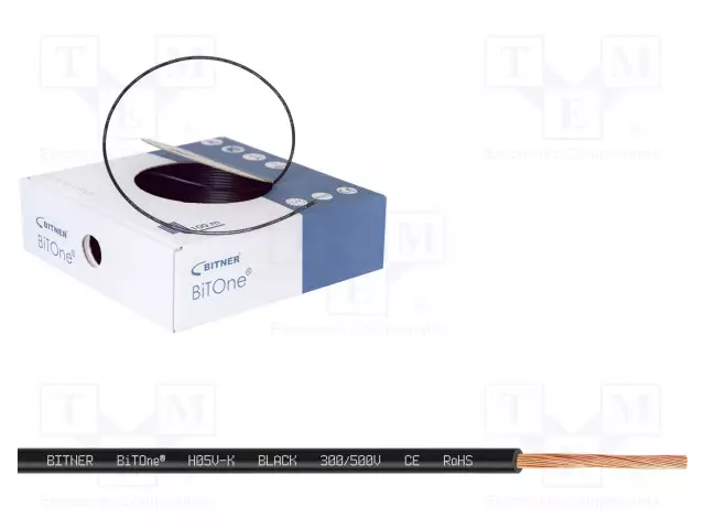 JOHTO - BITONE,H05V-K - CU - 0,75MM2 - PVC - MUSTA - 300V,500V - Yksisäikeiset asennuskaapelit - BITNER-IG2051.03 - 1