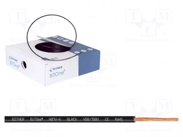 JOHTO - BITONE,H07V-K - CU - 2,5MM2 - PVC - MUSTA - 450V,750V - Yksisäikeiset asennuskaapelit - BITNER-IG2001.03 - 1