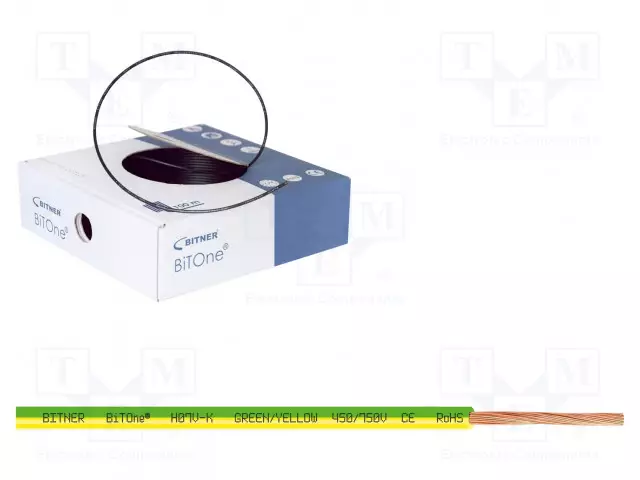 JOHTO - BITONE,H07V-K - CU - 4MM2 - PVC - KELTAINEN-VIHREÄ - Yksisäikeiset asennuskaapelit - BITNER-IG2002.13 - 1