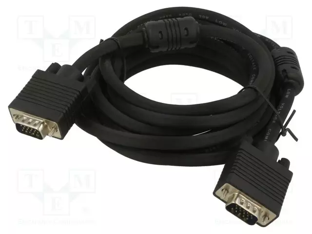 KAAPELI - D-SUB 15PIN HD-PISTOKE,MOLEMMIN PUOLIN - MUSTA - 5M - CU - HDMI, DVI, DisplayPort johdot - ART-AL-OEM-3 - 1