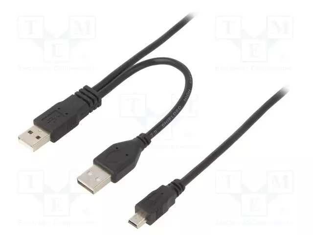 KAAPELI - USB 2.0 - USB A RASIA,USB A-PISTOKE X2 - KULLATTU - 0,9M - USB kaapelit ja adapterit - CCP-USB22-AM5P-3 - 1