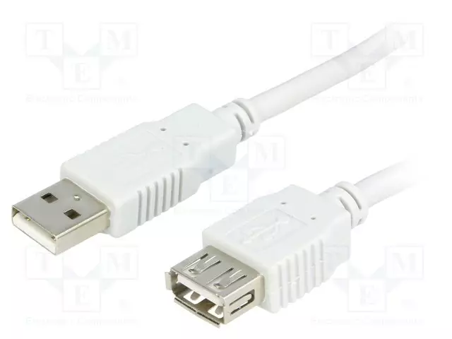 KAAPELI - USB 2.0 - USB A RASIA,USB A PISTOKE - 3M - VAALEANHARMAAA - USB kaapelit ja adapterit - BQC-USB2AAF3 - 1
