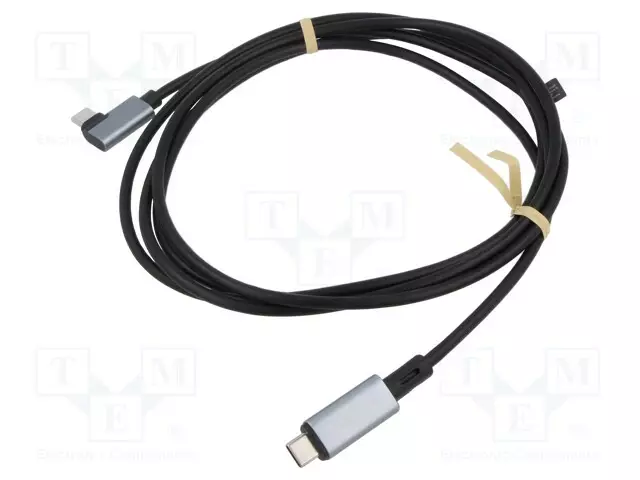 KAAPELI - USB 2.0 - USB C PISTOKE,USB C KULMALIITIN - 2M - MUSTA - USB kaapelit ja adapterit - CU0183 - 1