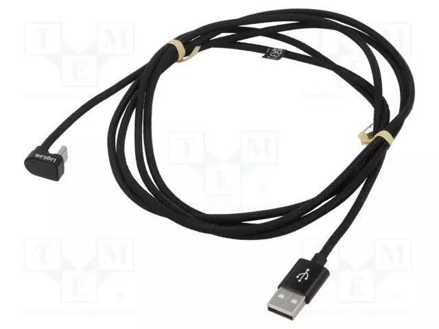 KAAPELI - USB 2.0 - USB A PISTOKE,USB C KULMALIITIN - 2M - MUSTA - USB kaapelit ja adapterit - CU0193 - 1