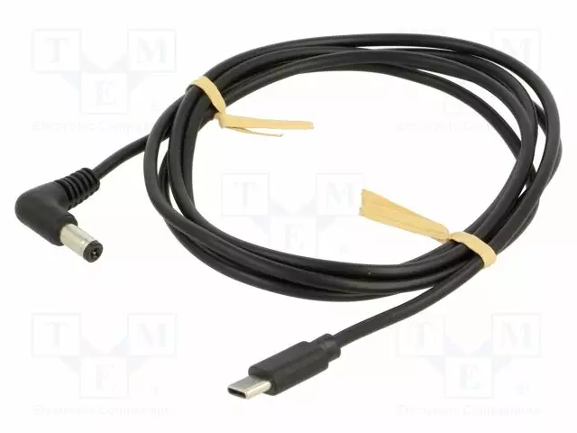 KAAPELI - USB C PISTOKE,DC 5,5/2,1 LIITIN - KULMA - MUSTA - 1,5M - DC virtakaapelit - GOOBAY-78973 - 1