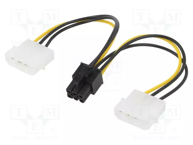 KAAPELI: SYÖTTÖKAAPELI - MOLEX UROS X2,PCIE 6PIN NAARAS - 0,15M - Tietokonetarvikkeet - muut - AK-CA-13 - 1