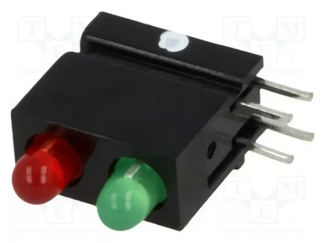 LED - KOTELOSSA - 3MM - DIODIEN LM: 2 - PUNAINEN/VIHREÄ - 2MA - 60° - Merkkivalot ja pienoislamput - 1801.8233 - 1