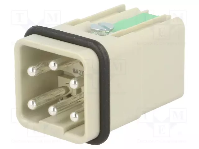 HDC-LIITTIMEN SISÄOSA - UROS - 16A - 400V - HAN Q - PIN: 6 - 5+PE - HARTING liittimet - 09120052633 - 1
