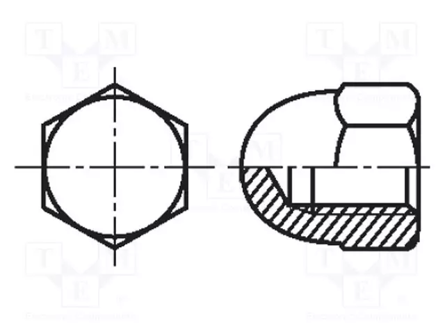 MUTTERI - KUUSIKULMA- M3 - 0,5 - MESSINKI - 5,5MM - BN 513 - DIN 1587 - Mutterit - B3BN513 - 1