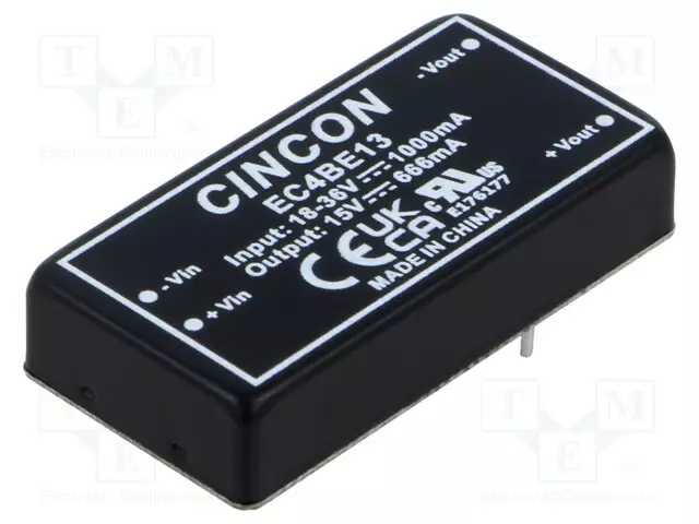 DC/DC MUUNNIN - 10W - TULOJÄNNITE 18÷36VDC - LÄHTÖJÄNNITE 15VDC - 15V - ILÄH: 666MA - DC/DC muuntimet - EC4BE13 - 1