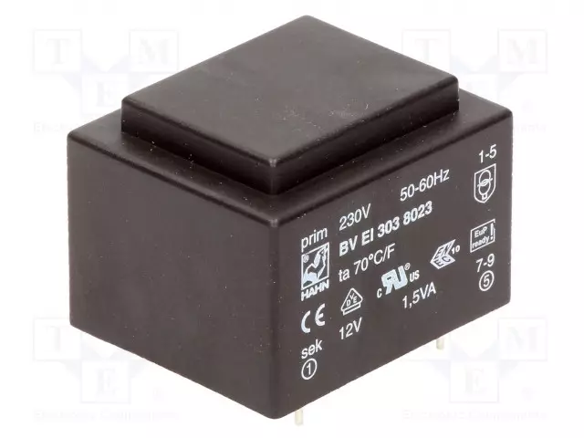 MUUNTAJA - 1,5VA - 230VAC - 12V - 125MA - PCB - BVEI - Piirilevymuuntajat - BVEI3038023 - 1