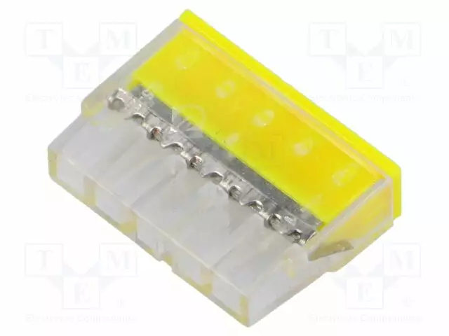 PIKALIITIN - 24A - 450V - JOHTOON - JOUSIPURISTIN - KELTAINEN - NAVAT: 1 - WAGO ja muut pikaliittimet - PE.4183 - 1