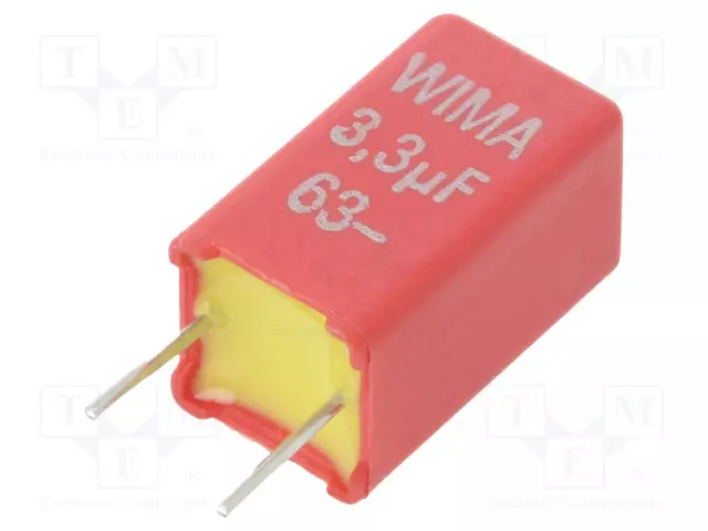 POLYESTERIKONDENSAATTORI - 3,3UF - 40VAC - 63VDC - 5MM - ±10% - THT - Muovikondensaattorit - MKS2-3.3U63 - 1