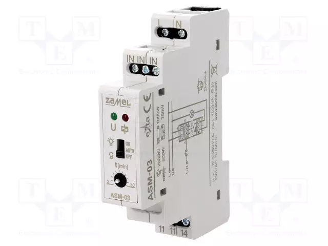 PORRASVALOAUTOMAATTI - DIN-KISKOLLE - 230VAC - SPST-NO - IP20 - 16A - Rakennusautomatiikka - ASM-03 - 1
