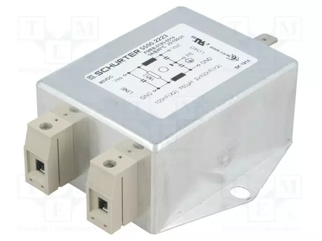 SUODATIN: HÄIRIÖSUOJA-DC - 43÷80VDC - CX: 100NF - CY: 100NF - 0,75MH - Häiriönpoistosuotimet - 5500.2223 - 1