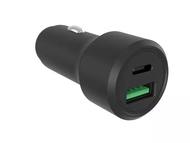 USB car charger - aluminum housing - 2 outputs - USB-A & USB-C - 38W - USB autolaturit - PSS6EUSB53 - 1