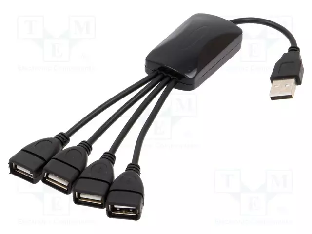USB HUB - USB A-PISTORASIA X4,USB A-PISTOKE - USB 2.0 - MUSTA - ABS - Tietokonetarvikkeet - muut - AK-AD-13 - 1