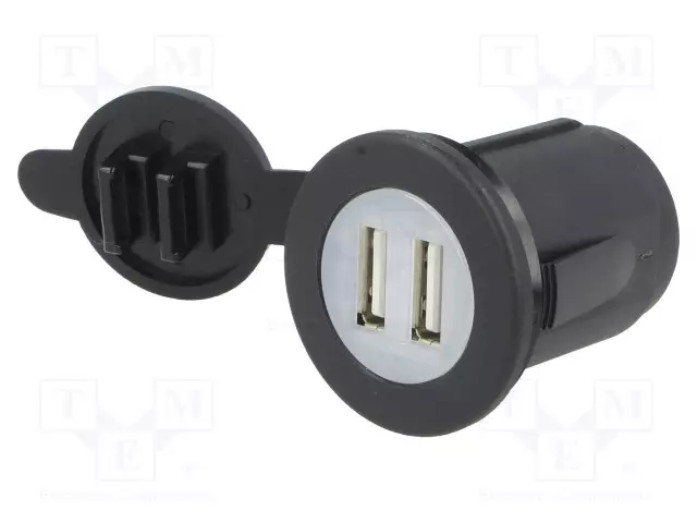 USB VIRTALÄHDE - USB A RASIA X2 - VIRTALÄHT.JÄNN: 12÷24VDC - MUSTA - Autopistokelaturit ja virtalähteet - A13-204B-BB3 - 1