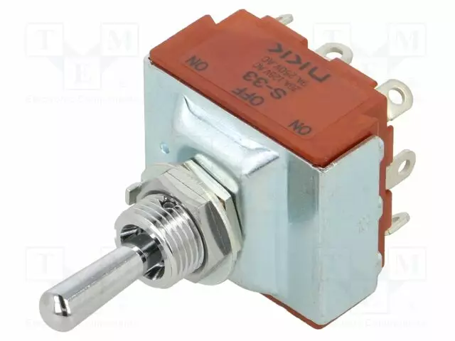VIPUKYTKIN - ASENNOT: 3 - 3P3T - ON-OFF-ON - 9A/250VAC - 20A/30VDC - S - Vipukytkimet - S33 - 1