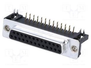 D-SUB LIITIN - PIN: 25 - N LIITINAARAS - 90° KULMA - THT - 5A - D liittimet - DB25-SL-24 - 1
