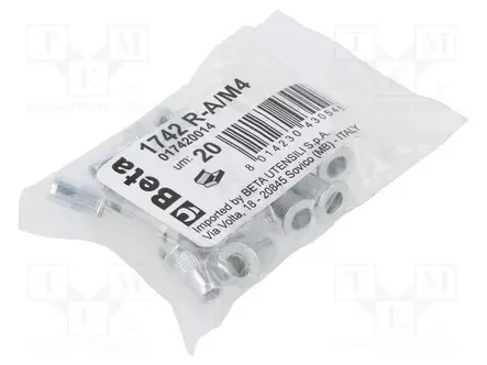 NIITTIMUTTERI - M4 - TERÄS - ØASENNUSAUK.: 6MM - L: 11MM - 20KPL - Mutterit - 1742R-A-M4 - 2