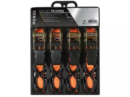 RATCHET TIE-DOWN 500kg - 25mm x 5m - 4 pcs - Kuormaliinat ja kiristimet - ARAT2554 - 2