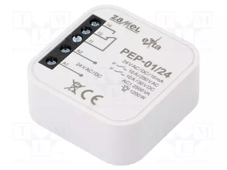 RASIA-ASENNUS - 24VAC - 24VDC - IP20 - -10÷55°C - OUT: 250VAC/10A - OUT: NO / NC - Rakennusautomatiikka - PEP-01024 - 1