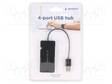 USB HUB - USB A-PISTORASIA X4,USB A-PISTOKE - USB 2.0 - MUSTA - ABS - Tietokonetarvikkeet - muut - UHB-U2P4-04 - 1