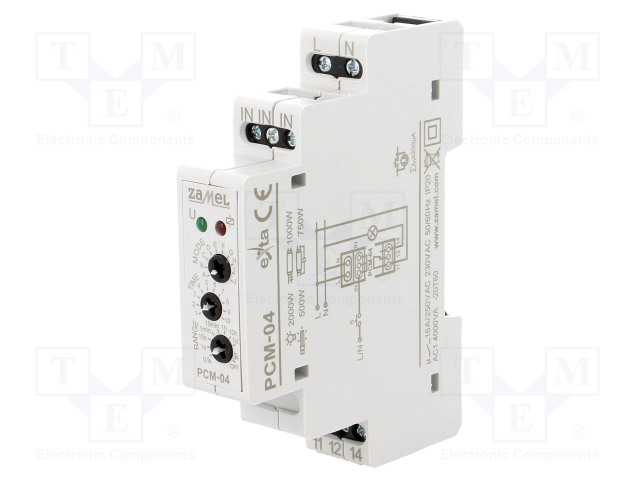 AUTOMATION MODULE: TIMER - 0,1S÷10DAYS - SPDT - 250VAC/16A - PCM - IP20 - Aikareleet ja ajastimet - PCM-04 - 1