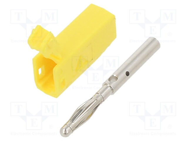 LABORATORY CONNECTOR: 2MM BANANA - PLUG - 10A - 30VAC - 60VDC - KELTAINEN - Banaaniliittimet 2mm - SLS205-X-24 - 1
