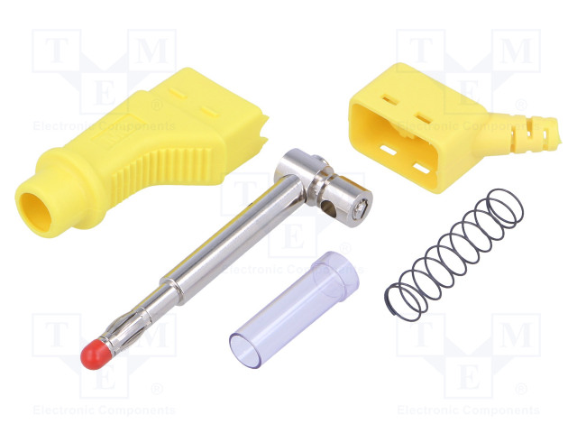 LABORATORY CONNECTOR: 4MM BANANA - PLUG - 32A - 600V - KELTAINEN - 2.5MM2 - Banaaniliittimet 4mm - XZGL-425-24 - 1