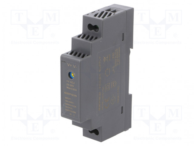 VIRTALÄHDE: IMPULSSI - DIN-KISKOLLE - 15W - 24VDC - 630MA - 100÷240VAC - DIN-kisko virtalähteet - HDN-1524 - 1