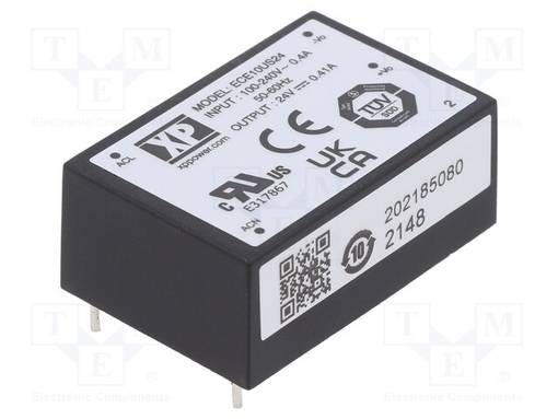 AC/DC MUUNNIN - 10W - TULOJÄNNITE 85÷264VAC,120÷370VDC - LÄHTÖJÄNNITE 24VDC - OUT: 1 - AC/DC muuntimet - ECE10US24 - 1
