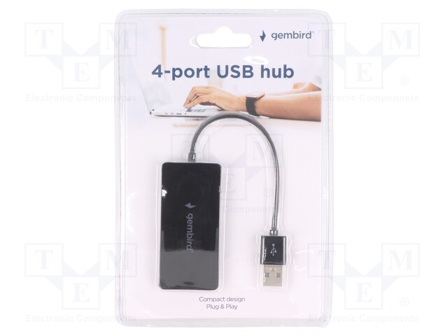 USB HUB - USB A-PISTORASIA X4,USB A-PISTOKE - USB 2.0 - MUSTA - ABS - Tietokonetarvikkeet - muut - UHB-U2P4-04 - 1