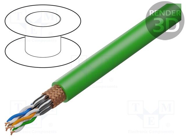 JOHTO - ETHERLINE® CAT.7,S/FTP - 4X2X26AWG - 7 - CU - PUR - VIHREÄ - Teollisuuden Ethernet-kaapelit - ETH-2170934 - 1