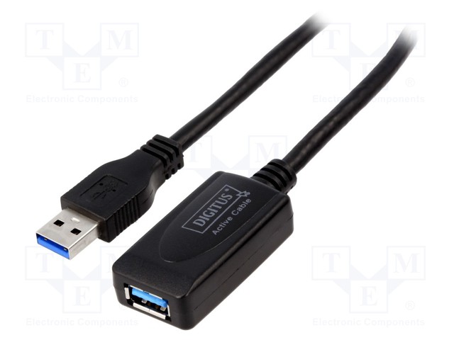 USB-TOISTIN - USB 3.0,VAHVISTIMELLA - 5M - MUSTA - 5GBPS - USB kaapelit ja adapterit - DA-73104 - 1