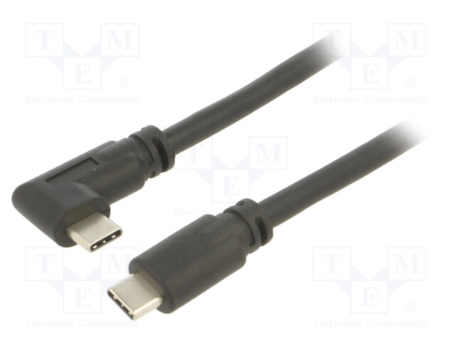 KAAPELI - USB 3.2 - USB C PISTOKE,USB C KULMALIITIN - 5M - MUSTA - USB kaapelit ja adapterit - CU414 - 1