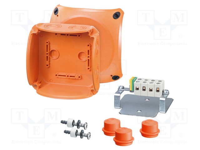 KOTELO: PALOSUOJA-X: 130MM - Y: 130MM - Z: 77MM - IP65,IP66 - ORANSSI - Kytkentärasiat - HENSEL-FK-0604 - 1