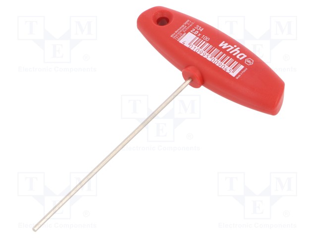 WRENCH: HEX KEY - HEX 2MM - OVERALL LEN: 126MM - KIND OF HANDLE: T - Kuusiokolo- ja TORX avaimet - WIHA.00904 - 1